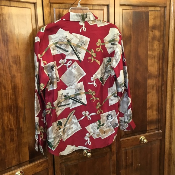 J H Collectibles silk button down shirt, size size 2P, - Picture 2 of 3